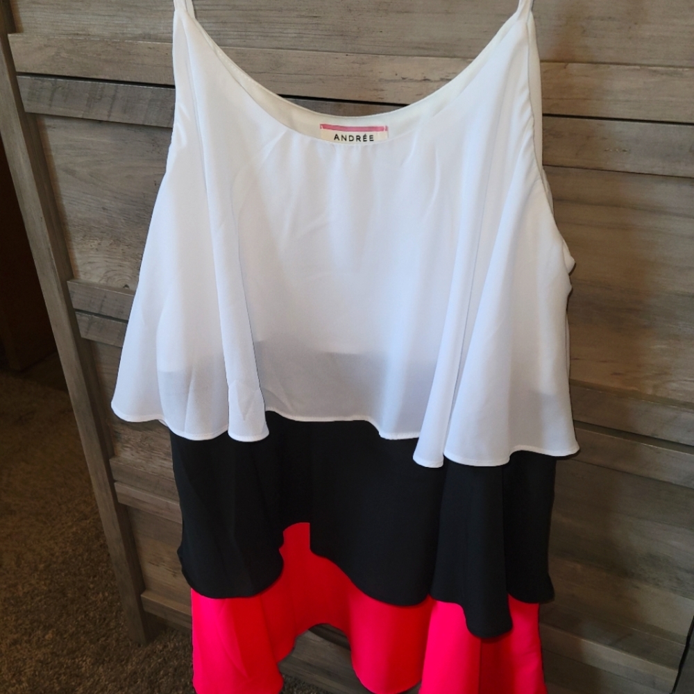 Andree Colorblock Spaghetti Strap Blouse 2x